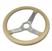 1963 - 1975 Steering Wheel, leather with "Satin" spokes (replacement style)