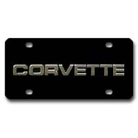 Corvette Black Acrylic Vanity Plate - "Corvette" Letters
