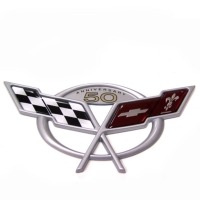 Corvette Emblem, rear crossflags 50th anniversary edition
