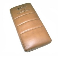 Corvette Cushion, center console comfort armrest  (embroidered saddle/tan leather) 