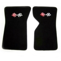 Corvette Floor Mat, pair embroidered front carpeted with automatic transmission  (cut pile carpet)