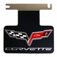 Corvette Plate, black rear acrylic logo & word (w/o Z06, ZR1, Grand Sport or tunable exhaust) 