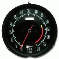 1968 Tachometer, engine RPM gauge (327 w/300hp)  5300 redline 