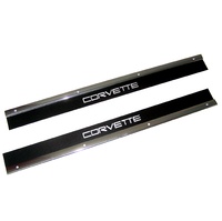1978 - 1982 Sill Plate, pair aftermarket with engraved CORVETTE script (textured black finish)