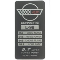Corvette Dataplate, console convertible 245 hp