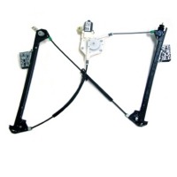 Corvette Regulator, right door glass with power window motor with newer style connector (OEM)
