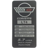 Corvette Dataplate, console LT4