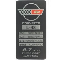 Corvette Dataplate, console L98