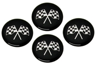 Emblem, set of 4 / aftermarket spinner (black crossed flags)
