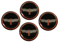 Emblem, set of 4 / aftermarket spinner (black checker flags)