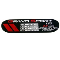 Corvette Dataplate, engine specifications (Grand Sport option)