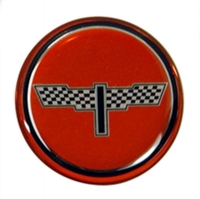 Emblem, set of 4 / aftermarket spinner (red checker flags)