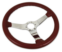 Corvette Steering Wheel, leather with "Chrome" spokes (replacement style)