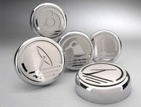 1997 - 2013 Engine Accent Chrome & Brushed Stainless Fluid Cap Cover Set with Laser Etched Icons