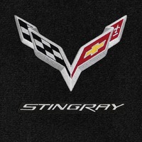 Corvette Floor Mat, pair embroidered front floor with Flags & "Stingray" Script