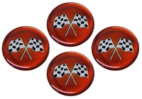 Emblem, set of 4 / aftermarket spinners (red crossed flags)