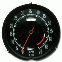 1969 - 1970 Tachometer, engine RPM gauge (350 w/350hp)  6000 redline  