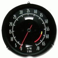 Corvette Tachometer, engine RPM gauge (350 L-82 without air conditioning)  6000 redline  
