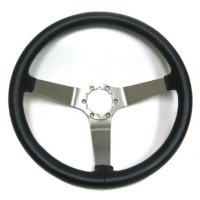 Corvette Steering Wheel, leather with "Satin" spokes with tilt & telescopic column - reproduction