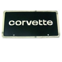 Corvette Front License Plate - "Corvette" Lettered Black with Chrome