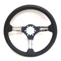 Corvette Steering Wheel, black leather wrapped (aftermarket)
