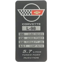 Corvette Dataplate, console (cast iron heads)