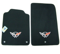 Corvette Floor Mat, pair embroidered front floor - Black