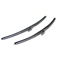 Corvette Blade, pair windshield wiper - dull silver finish with ribbed rubber refills
