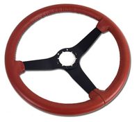 1963 - 1975 Steering Wheel, leather with "Black" spokes (replacement style)
