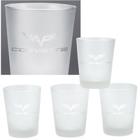 Frosted Glass Set with C6 Corvette Logo (4 piece)