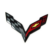 Corvette Emblem, front carbon fiber "crossflags"