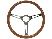 1963 - 1966 Steering Wheel, 15" classic wood walnut with clear anodized aluminum spokes